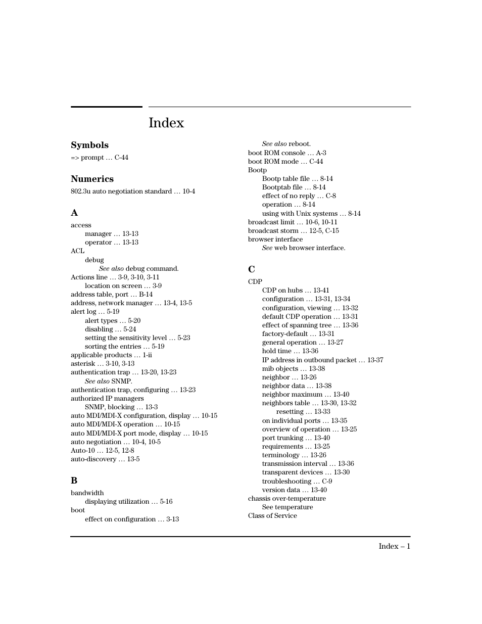 Index, Symbols, Numerics | HP 2600 User Manual | Page 407 / 418