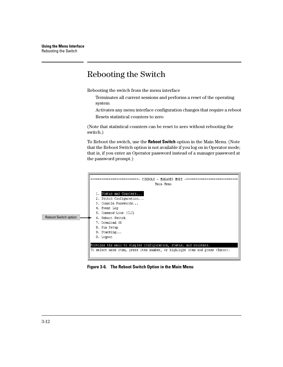 Rebooting the switch, Rebooting the switch -12 | HP 2600 User Manual | Page 44 / 418