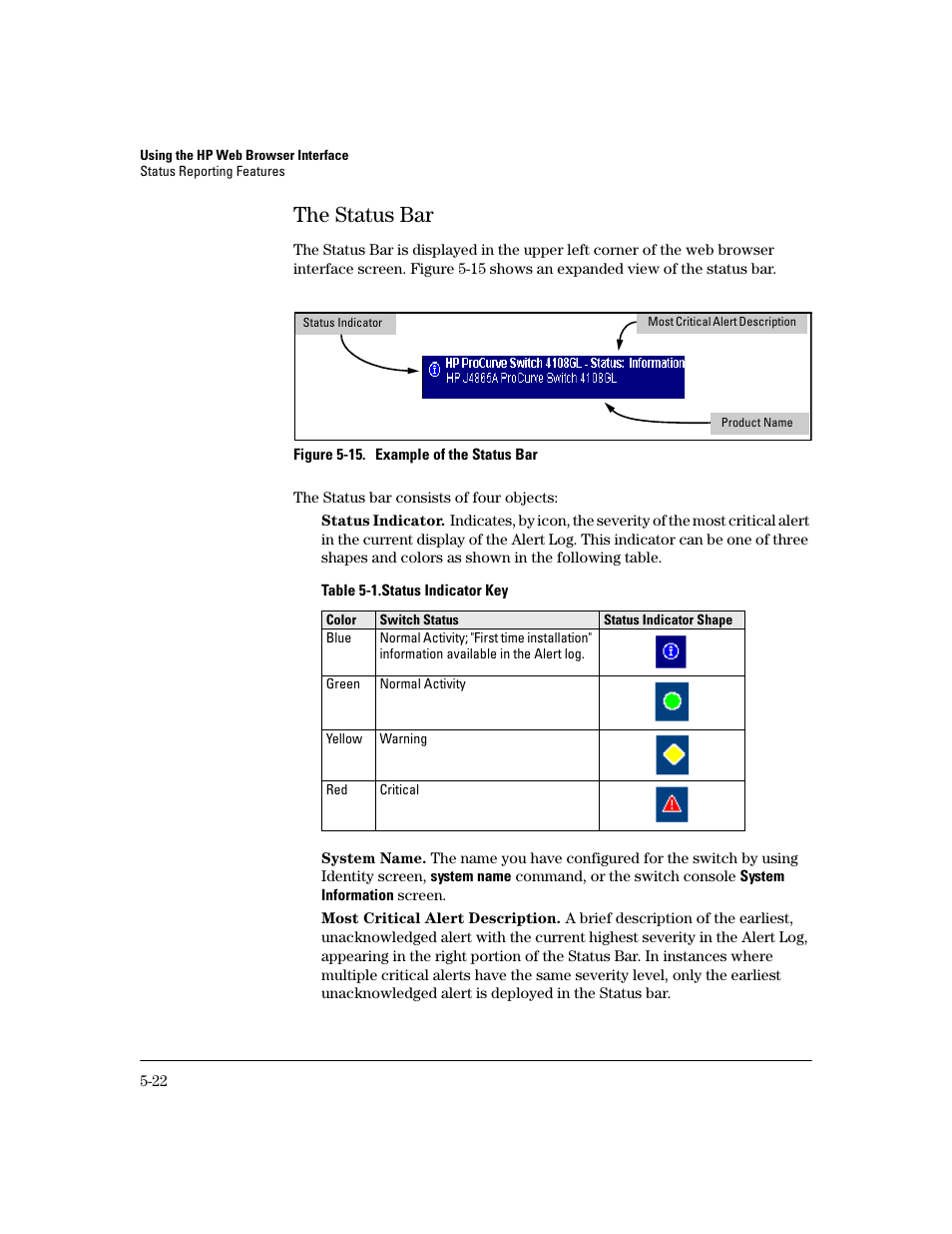 The status bar, The status bar -22 | HP 2600 User Manual | Page 86 / 418