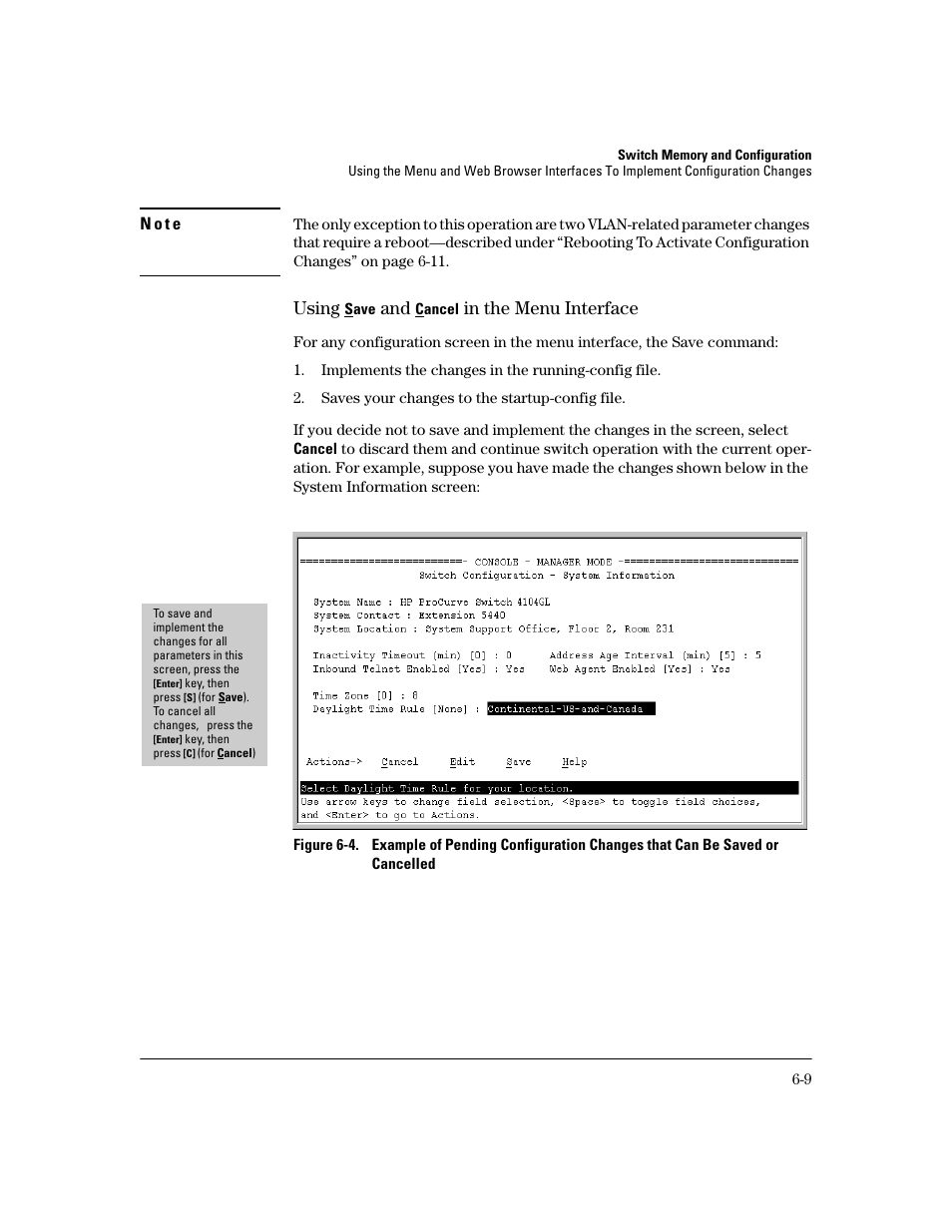 Using save and cancel in the menu interface, Using save and cancel in the menu interface -9, Using | HP 2600 User Manual | Page 97 / 418
