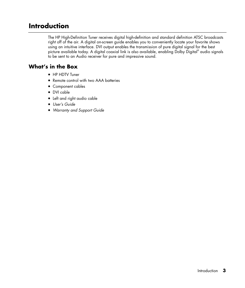 Introduction, What’s in the box | HP MR4000N User Manual | Page 11 / 36