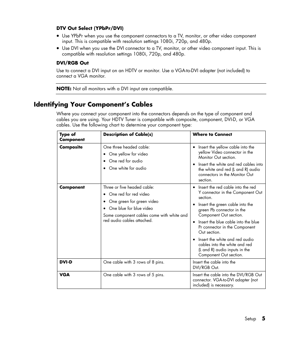 Identifying your component’s cables | HP MR4000N User Manual | Page 13 / 36