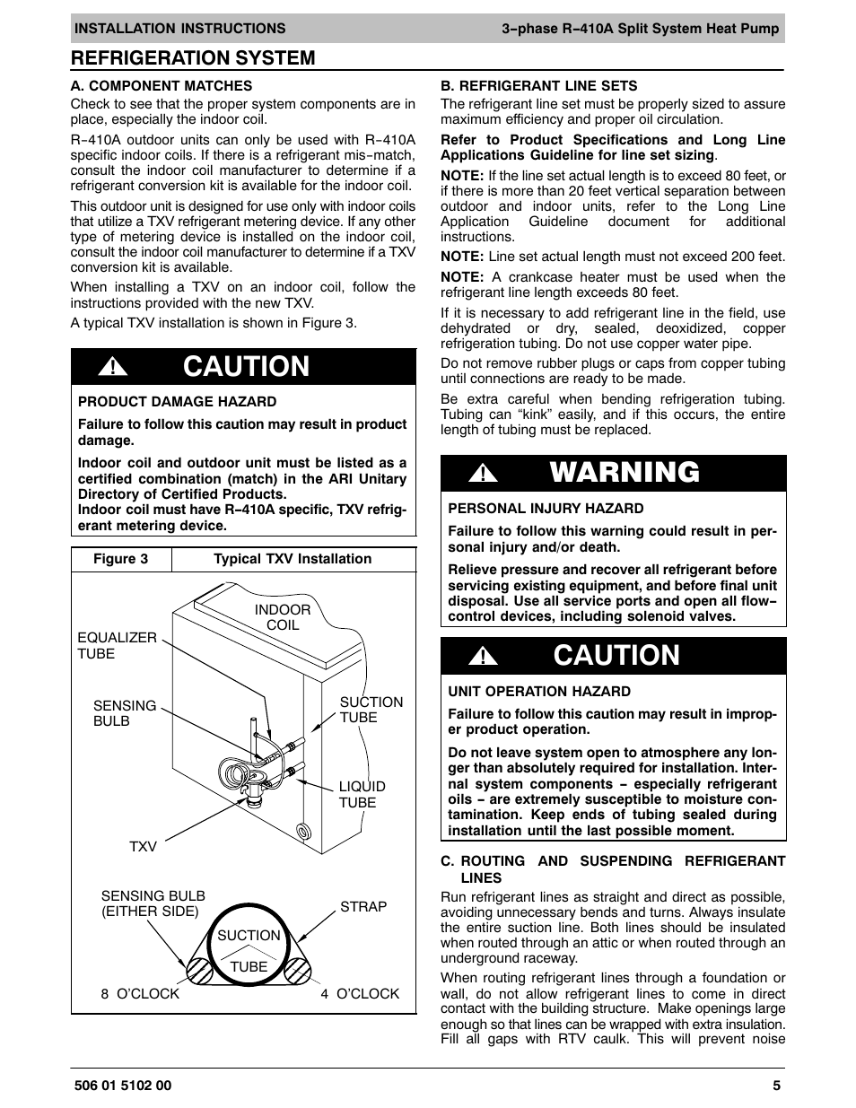 Caution, Warning, Refrigeration system | HP H4H3 User Manual | Page 5 / 16