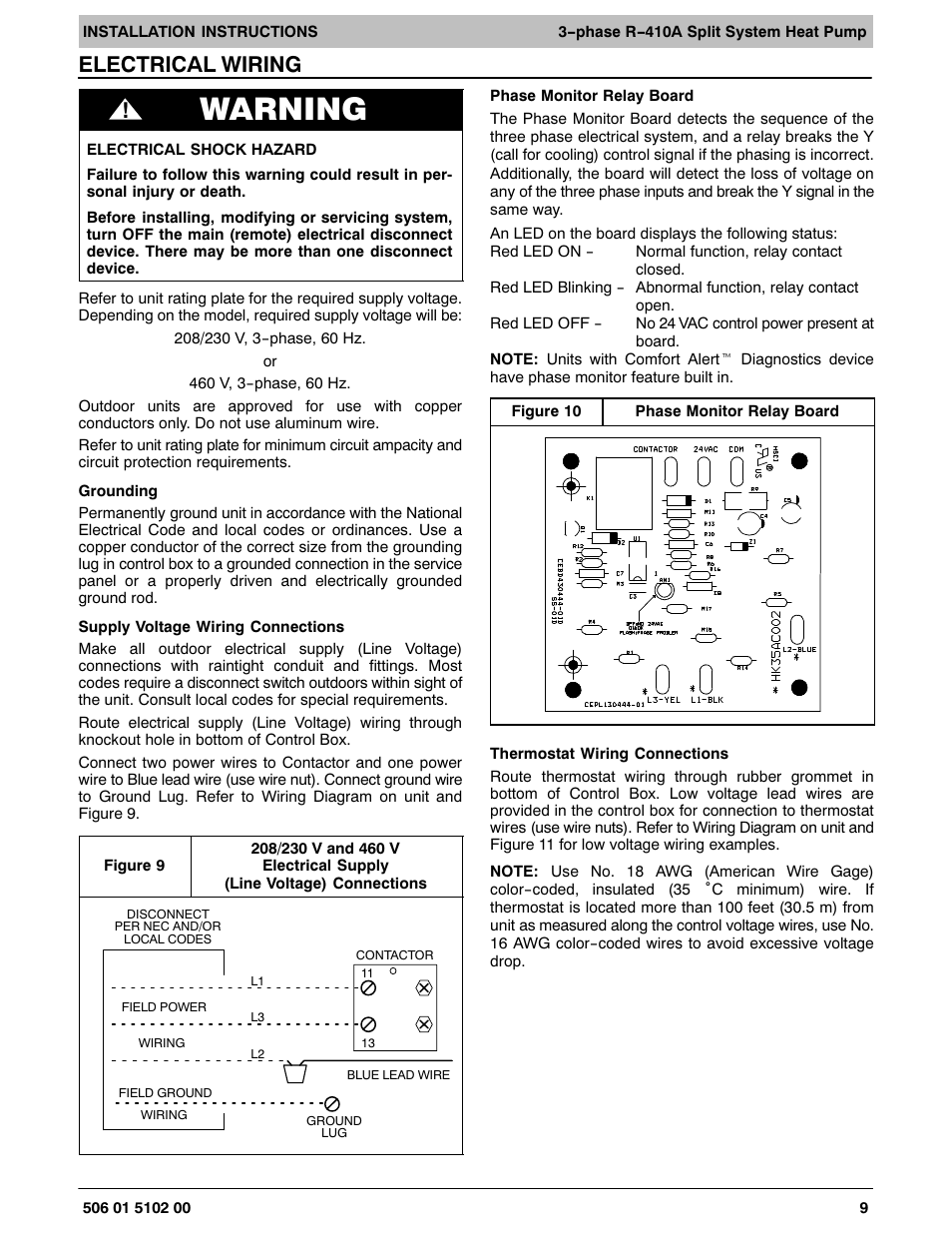 Warning, Electrical wiring | HP H4H3 User Manual | Page 9 / 16