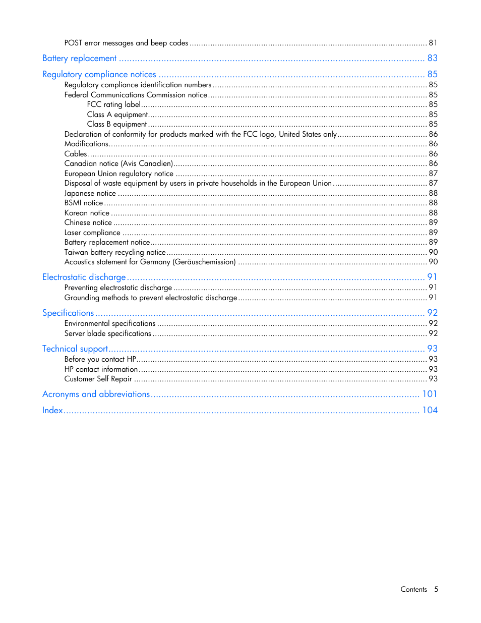 HP BL460C G6 User Manual | Page 5 / 107