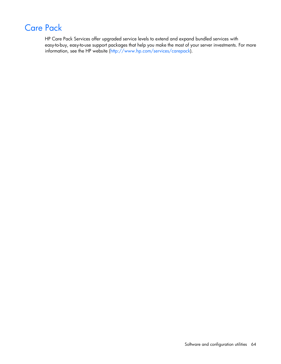 Care pack | HP BL460C G6 User Manual | Page 64 / 107