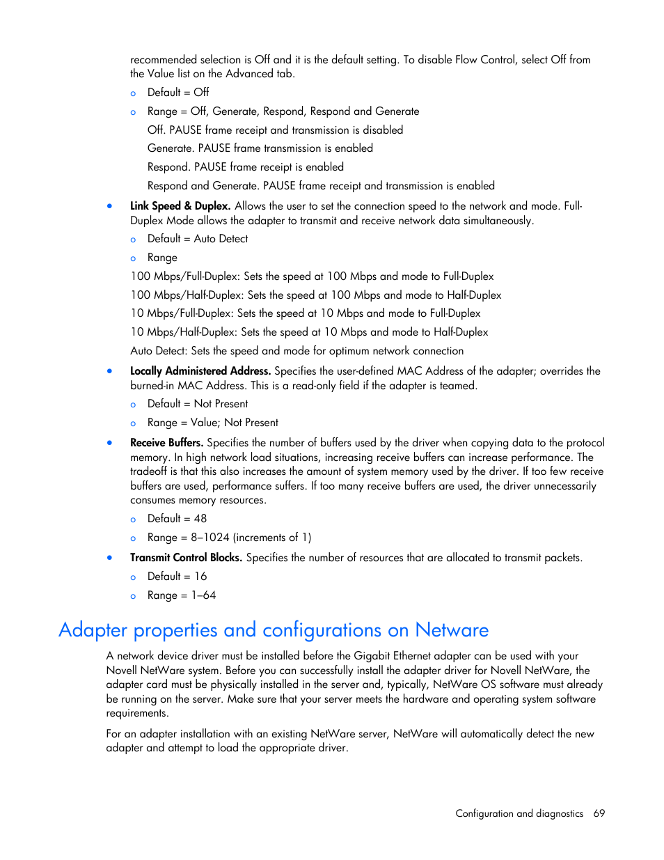 Adapter properties and configurations on netware | HP 441877-00F User Manual | Page 69 / 82