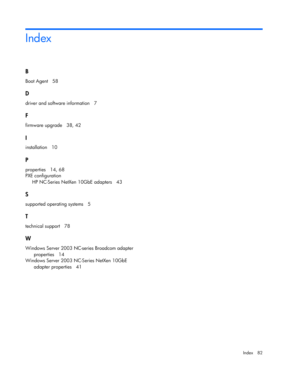 Index | HP 441877-00F User Manual | Page 82 / 82