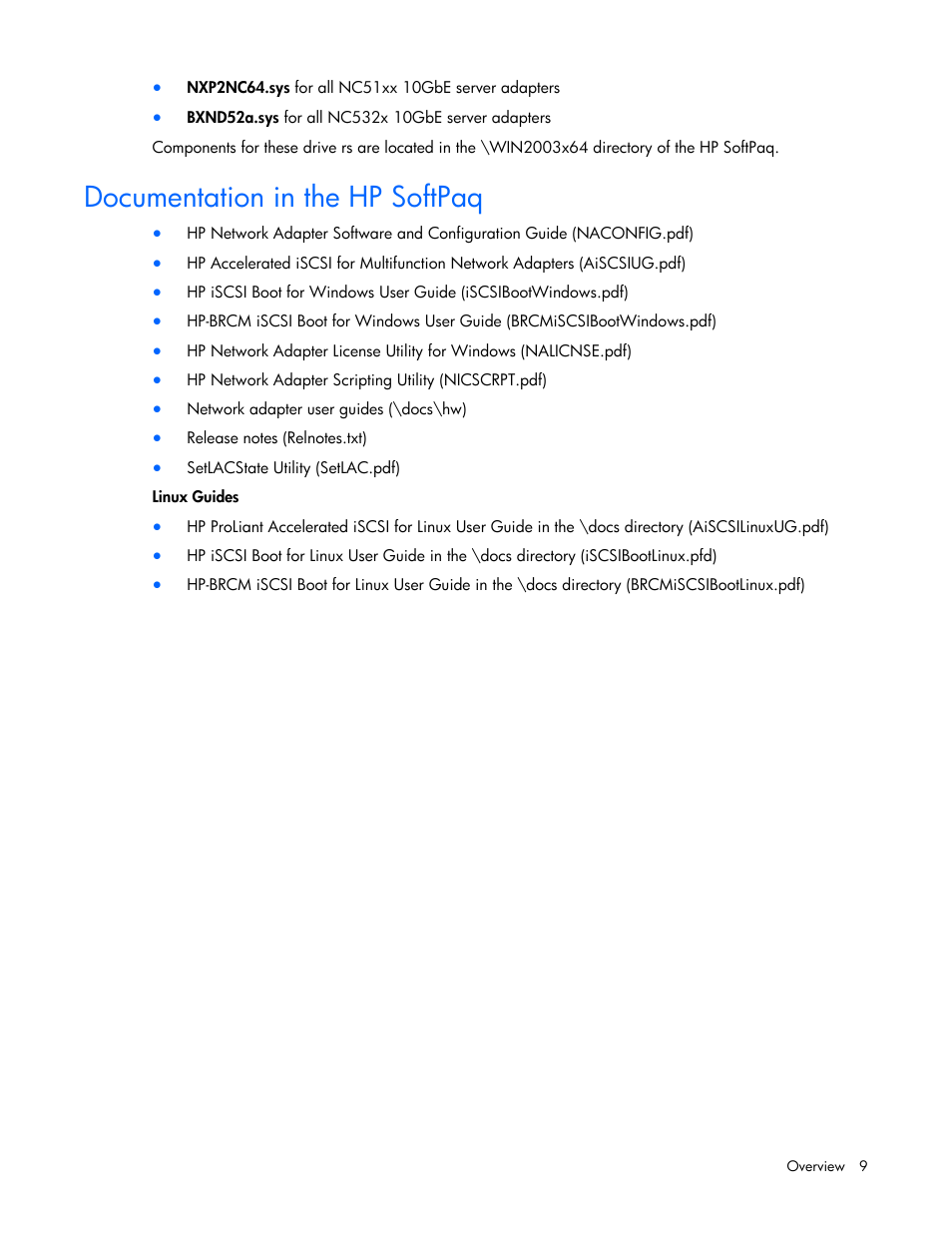 Documentation in the hp softpaq | HP 441877-00F User Manual | Page 9 / 82