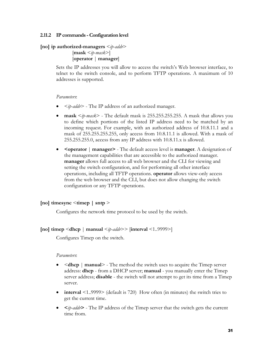 Ip commands - configuration level, 2 ip commands - configuration level | HP 2524 User Manual | Page 35 / 66