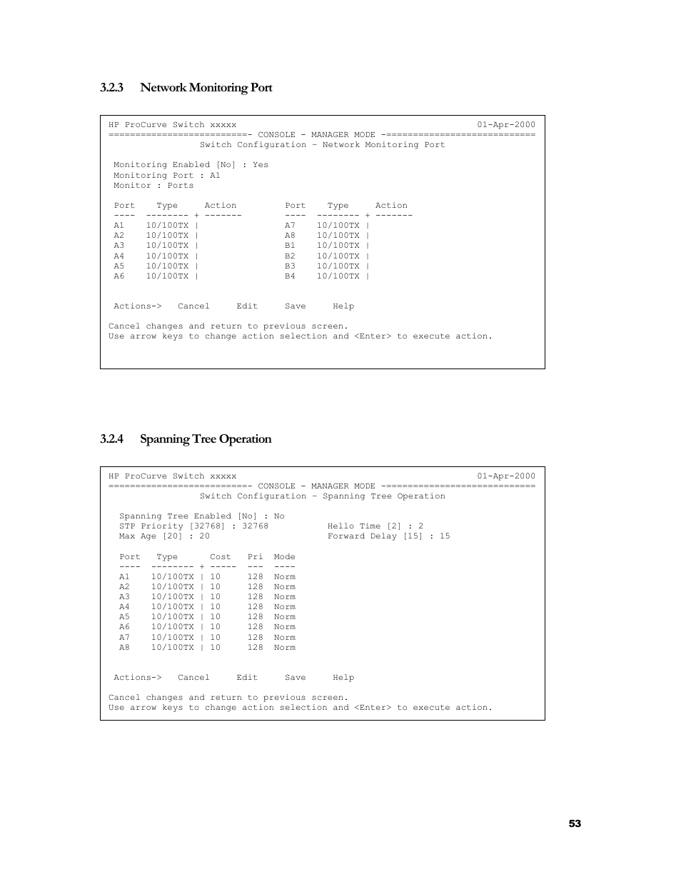 Network monitoring port, Spanning tree operation, 3 network monitoring port | 4 spanning tree operation | HP 2524 User Manual | Page 57 / 66