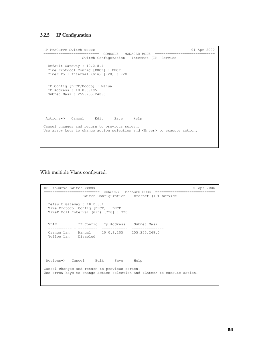 Ip configuration, 5 ip configuration, With multiple vlans configured | HP 2524 User Manual | Page 58 / 66