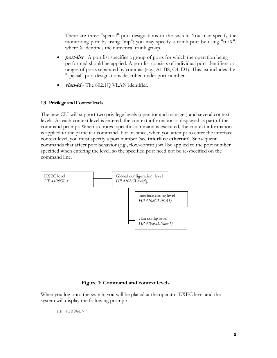 Privilege and context levels, Rivilege and, Ontext levels | HP 2524 User Manual | Page 6 / 66