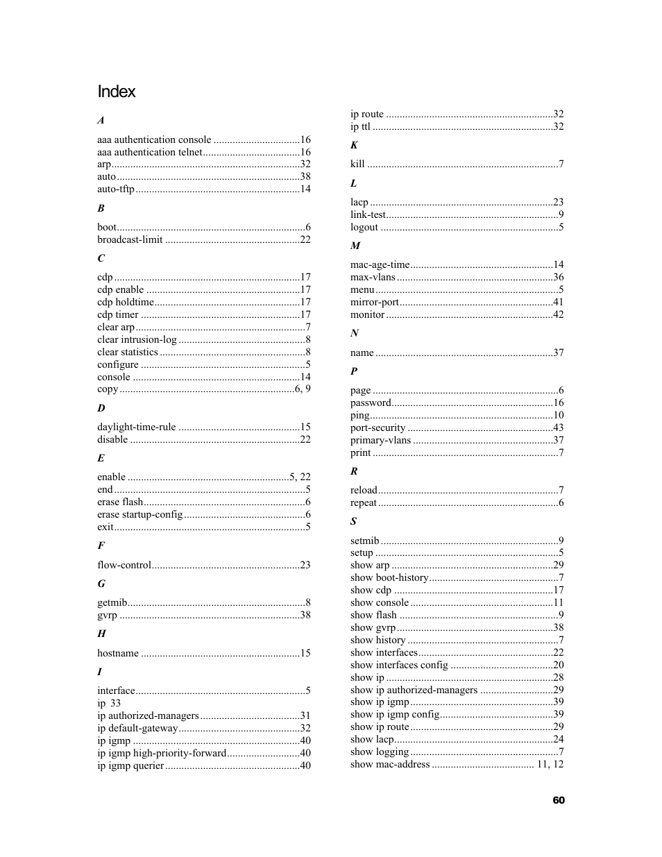 Index | HP 2524 User Manual | Page 64 / 66