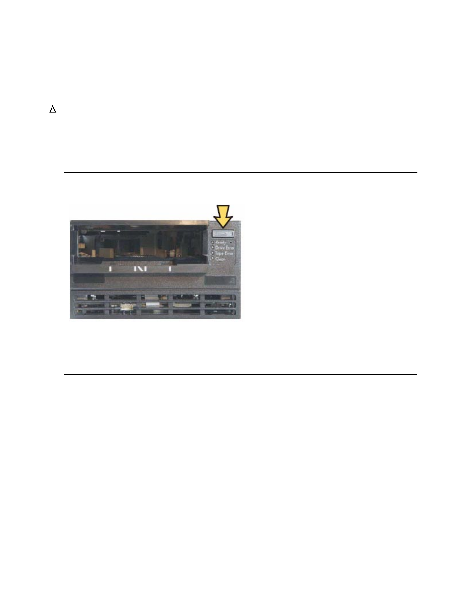 Removing a cartridge from a tape drive, Figure 3-7, Location of unload button | HP SL500 (M852x) User Manual | Page 41 / 76