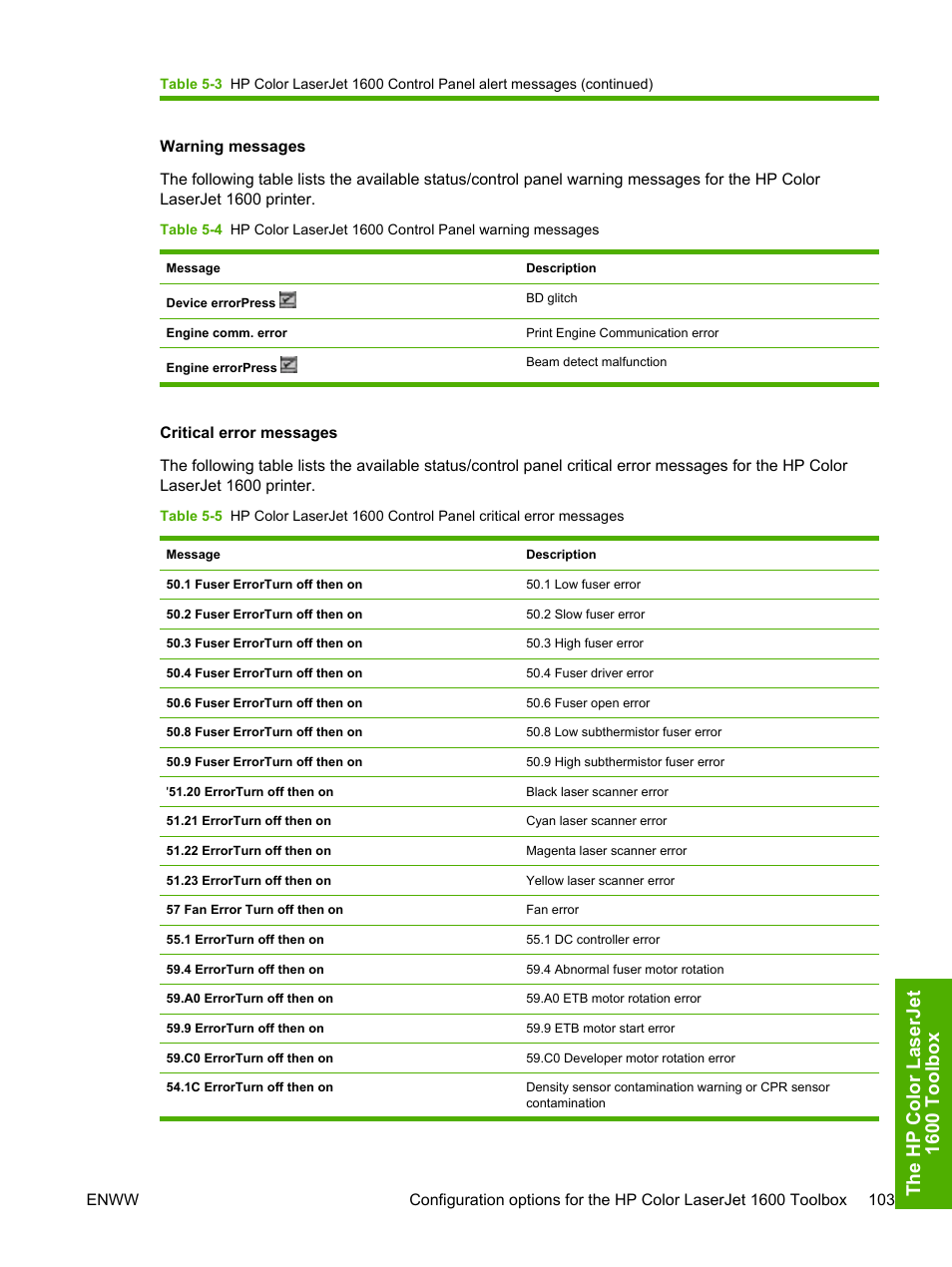 The hp color l aserjet 1600 t o olbo x | HP 1600 User Manual | Page 117 / 184