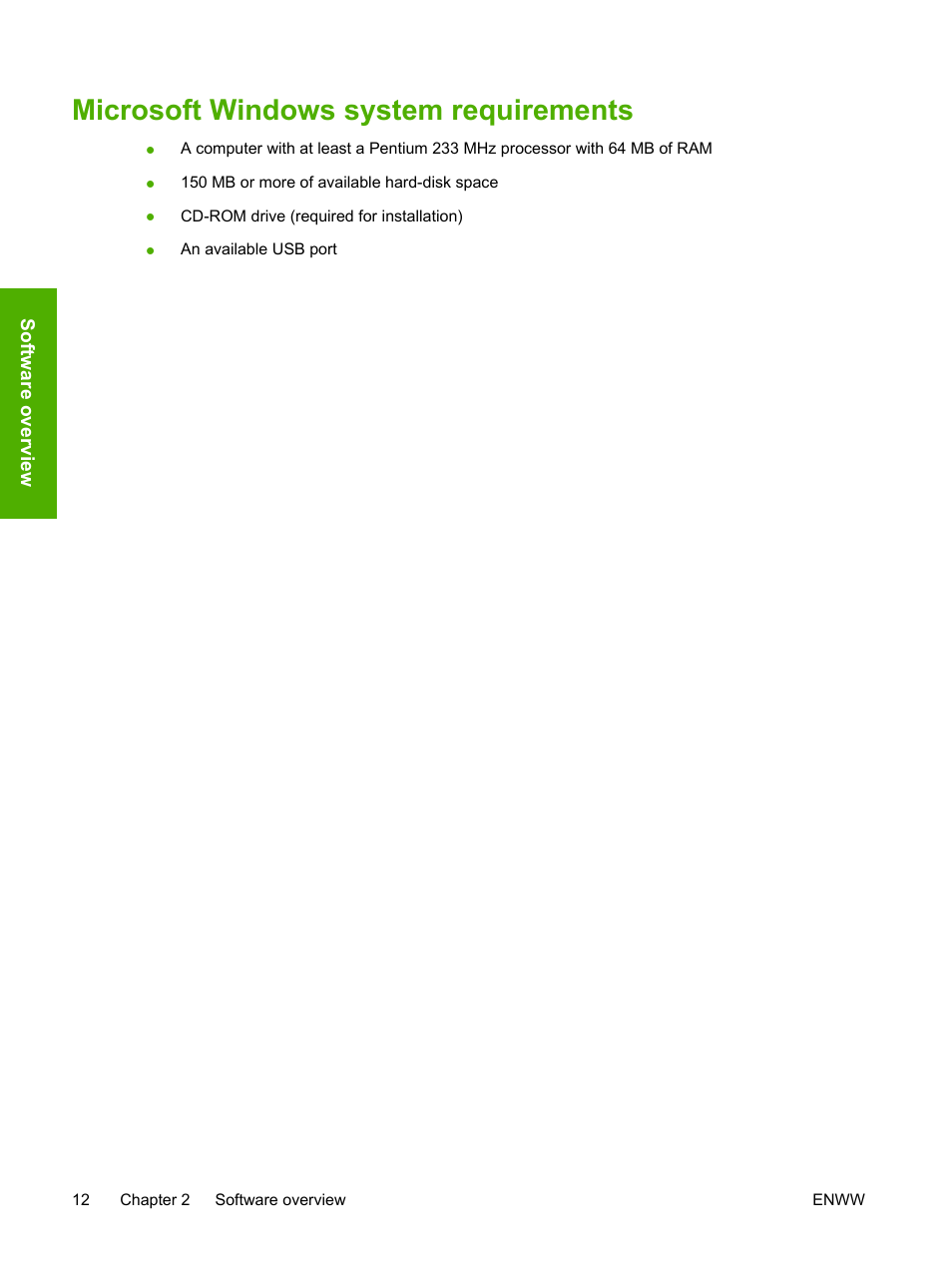 Microsoft windows system requirements | HP 1600 User Manual | Page 26 / 184
