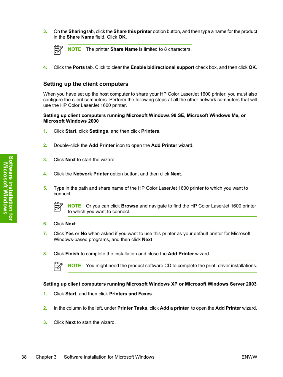 Setting up the client computers | HP 1600 User Manual | Page 52 / 184