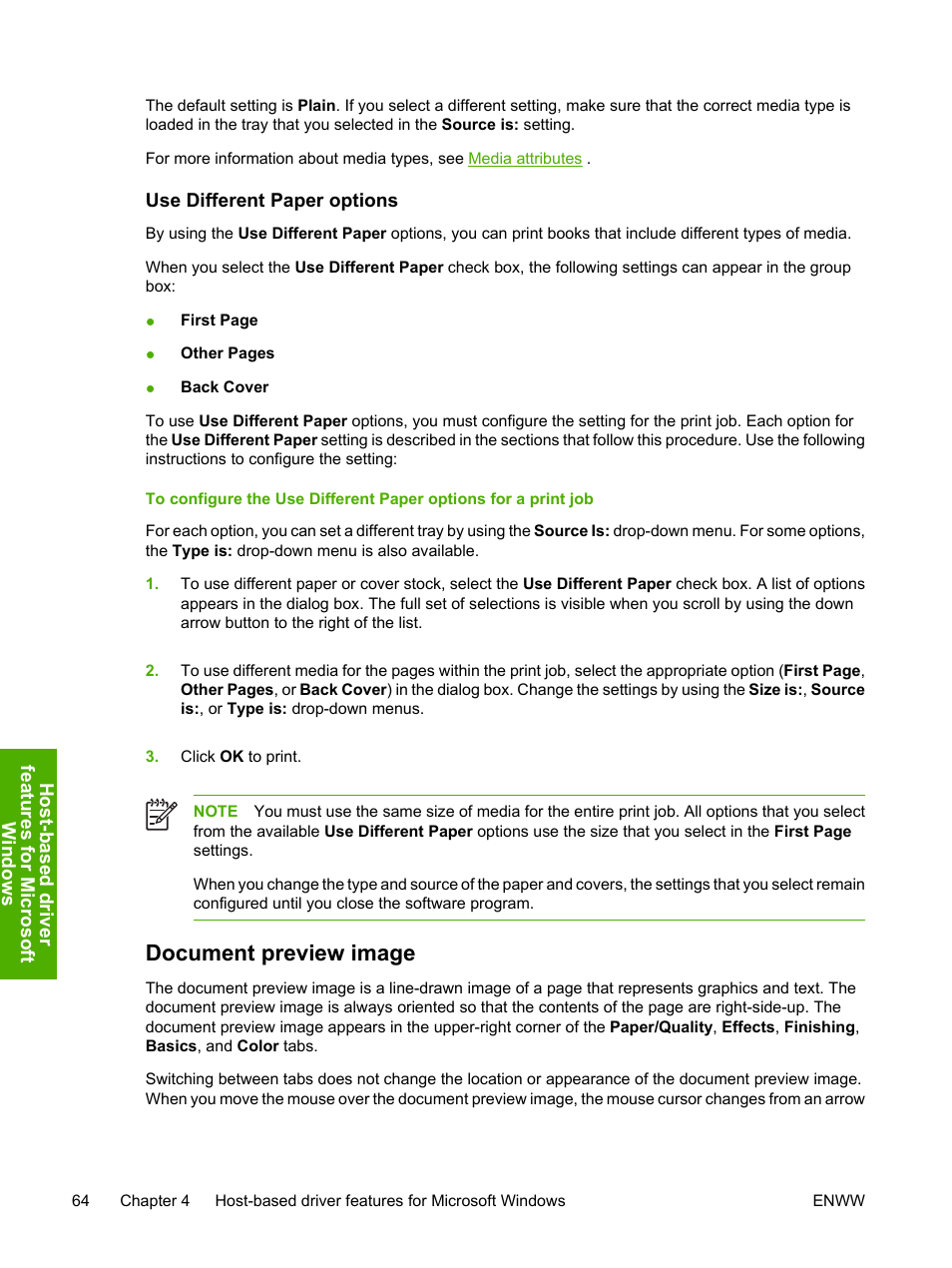 Use different paper options, Document preview image | HP 1600 User Manual | Page 78 / 184
