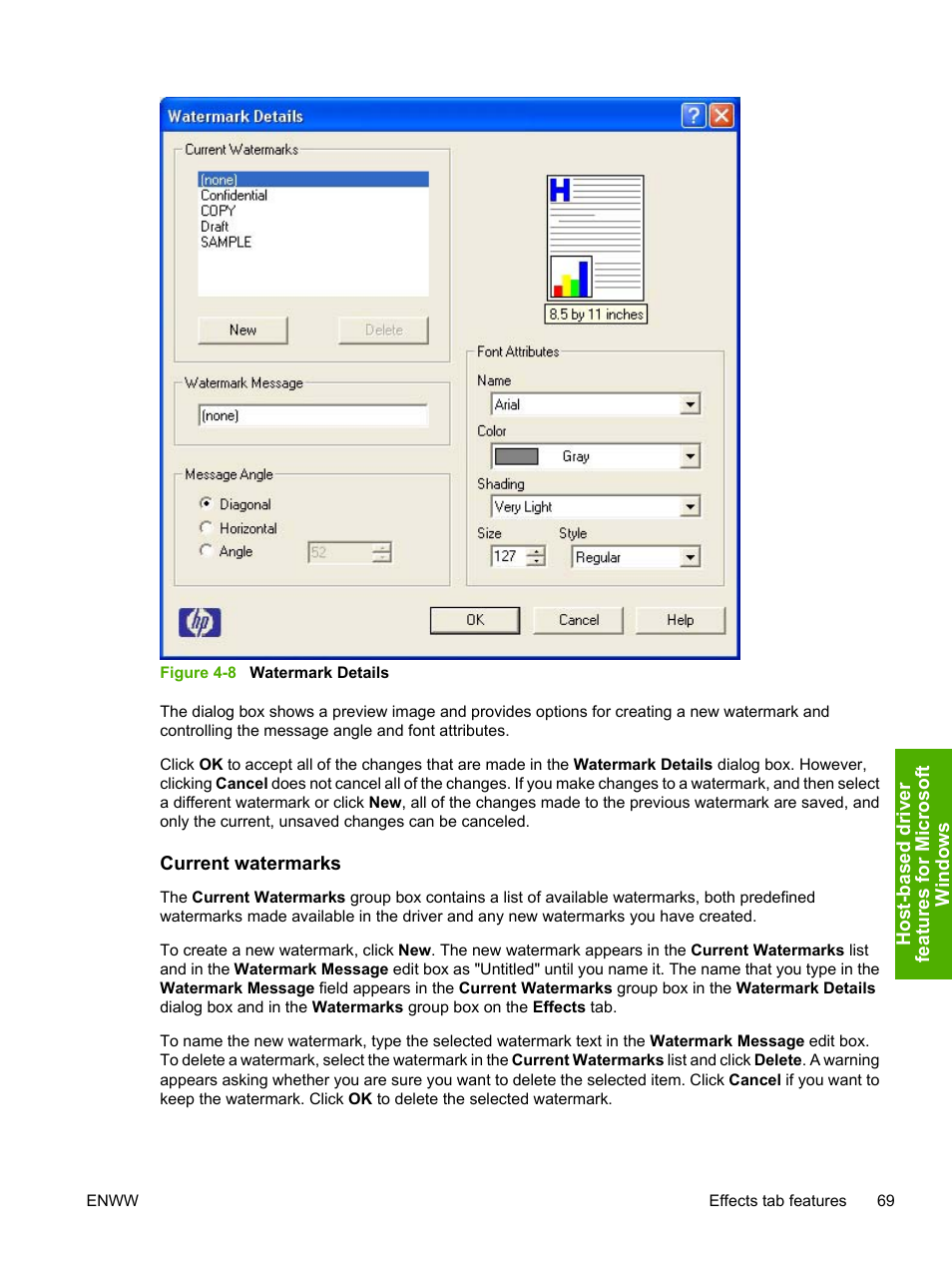 Current watermarks, Figure 4-8 watermark details | HP 1600 User Manual | Page 83 / 184