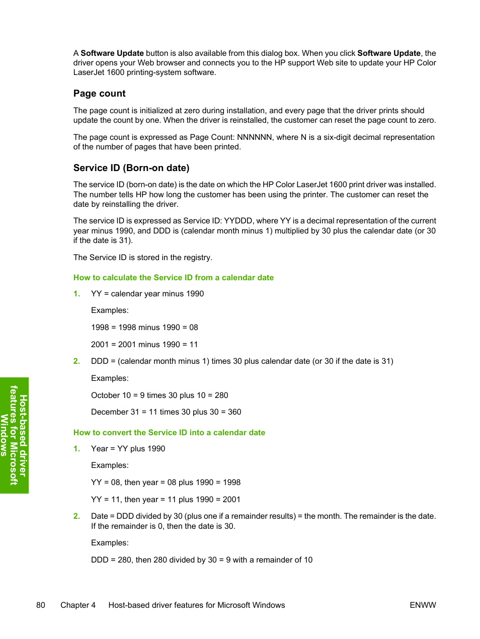 Service id (born-on date) | HP 1600 User Manual | Page 94 / 184
