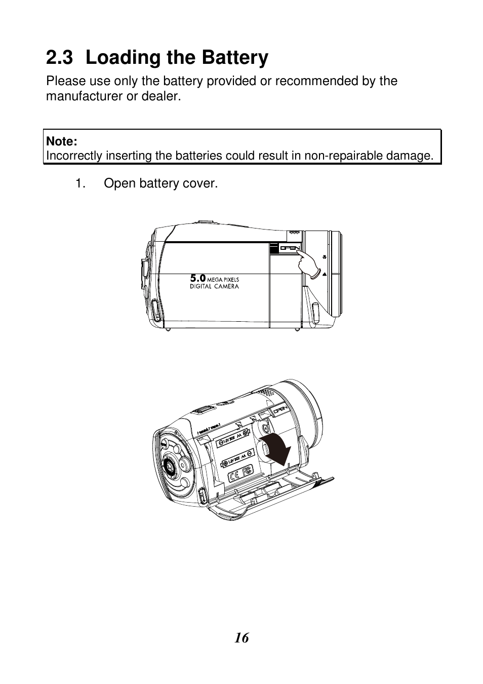 Loading the battery | HP V506AU User Manual | Page 17 / 99