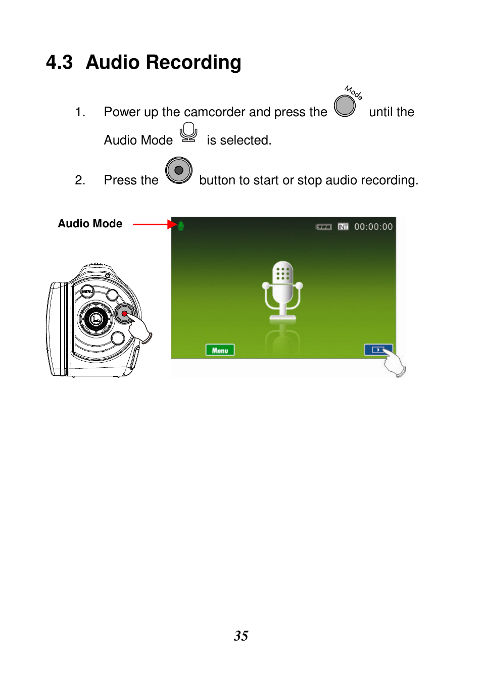 Audio recording | HP V506AU User Manual | Page 36 / 99