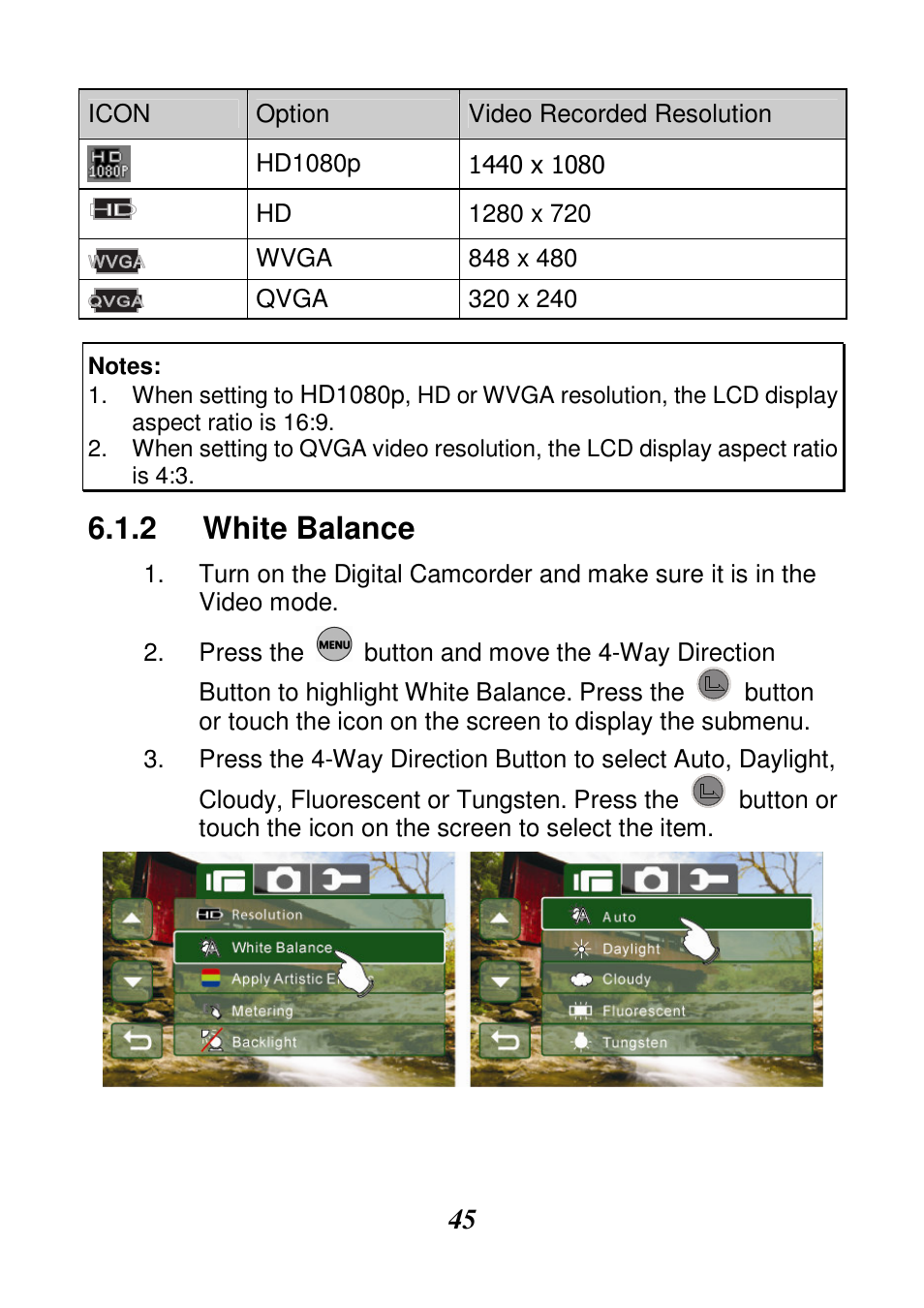 White balance | HP V506AU User Manual | Page 46 / 99