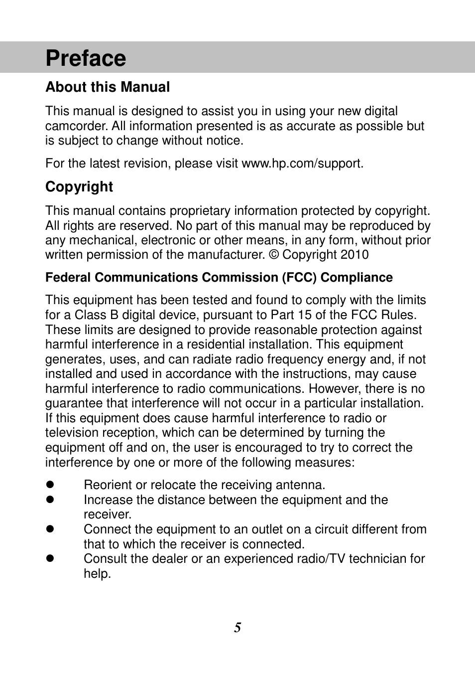 Preface | HP V506AU User Manual | Page 6 / 99