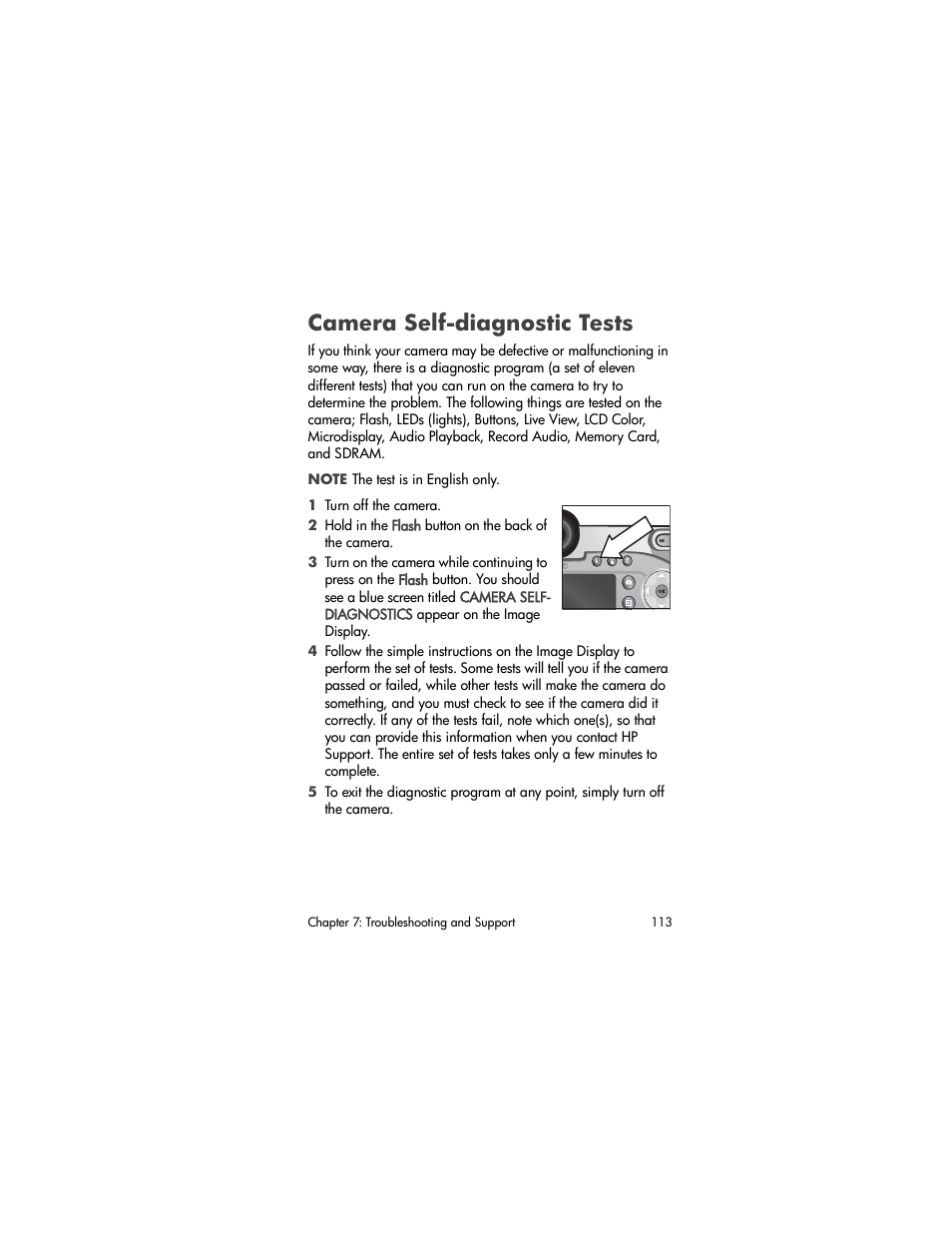 Camera self-diagnostic tests | HP PhotoSmart 945 User Manual | Page 113 / 150