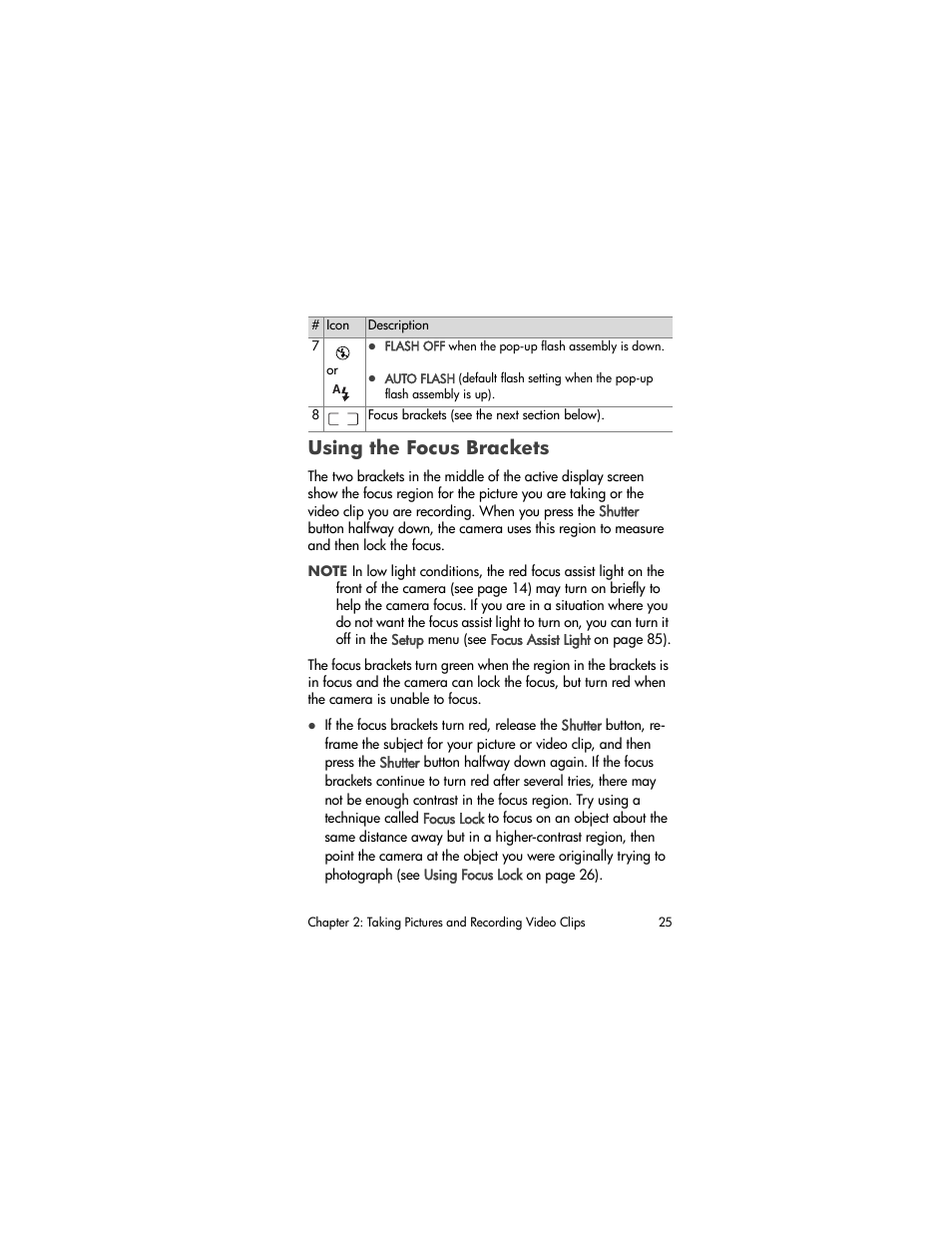 Using the focus brackets | HP PhotoSmart 945 User Manual | Page 25 / 150