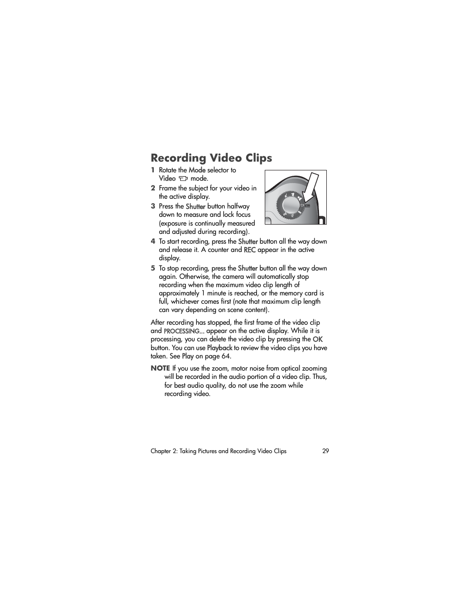 Recording video clips | HP PhotoSmart 945 User Manual | Page 29 / 150