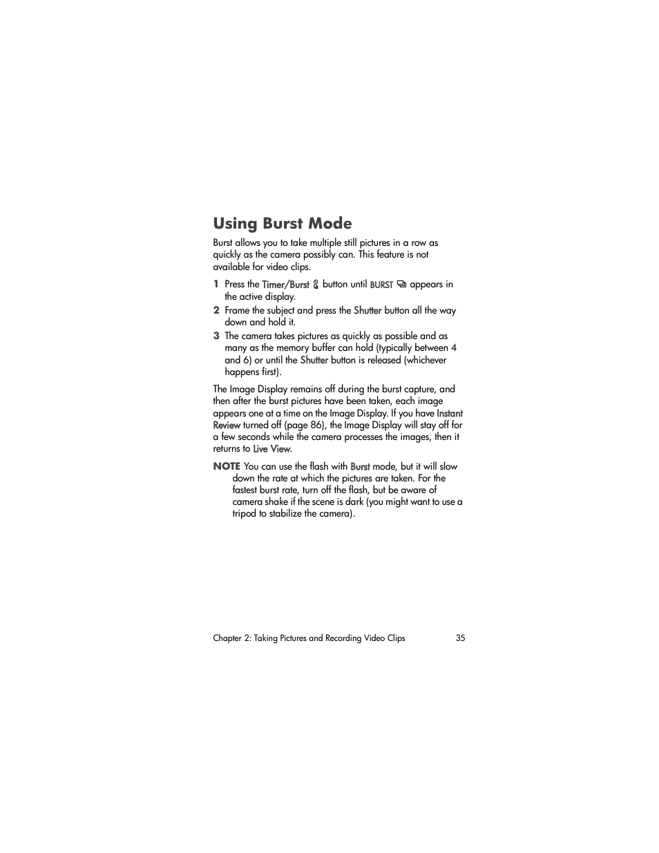 Using burst mode | HP PhotoSmart 945 User Manual | Page 35 / 150