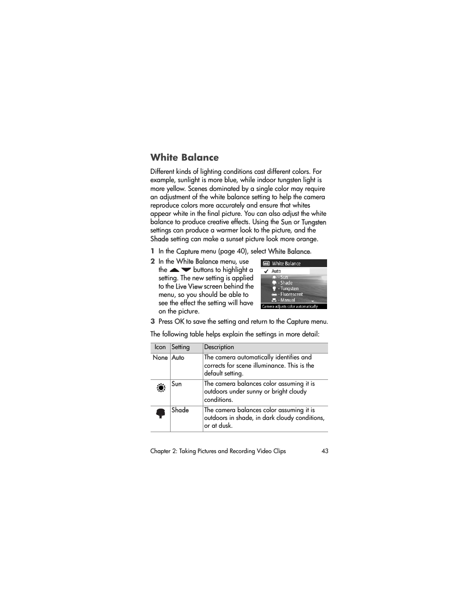 White balance | HP PhotoSmart 945 User Manual | Page 43 / 150