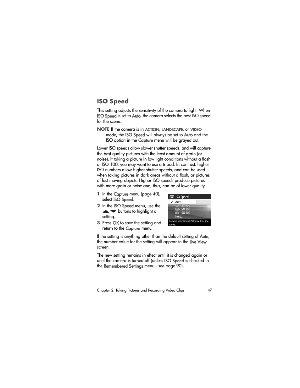 Iso speed | HP PhotoSmart 945 User Manual | Page 47 / 150