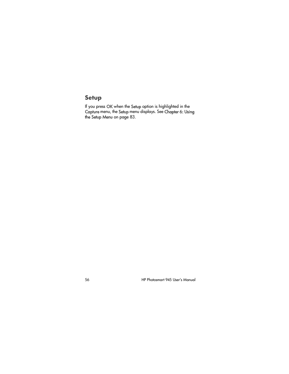 Setup | HP PhotoSmart 945 User Manual | Page 56 / 150