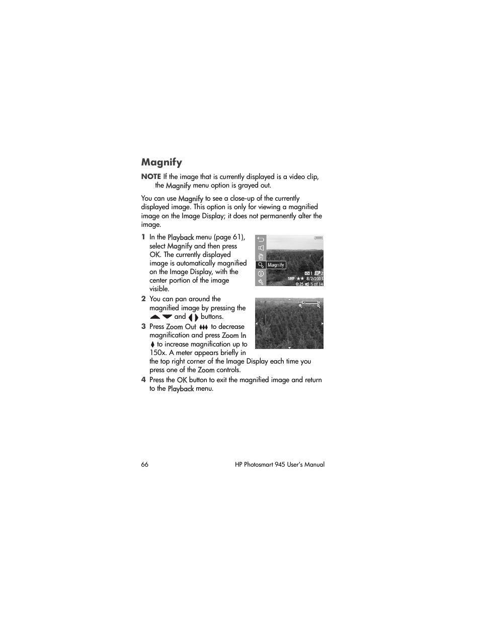 Magnify | HP PhotoSmart 945 User Manual | Page 66 / 150
