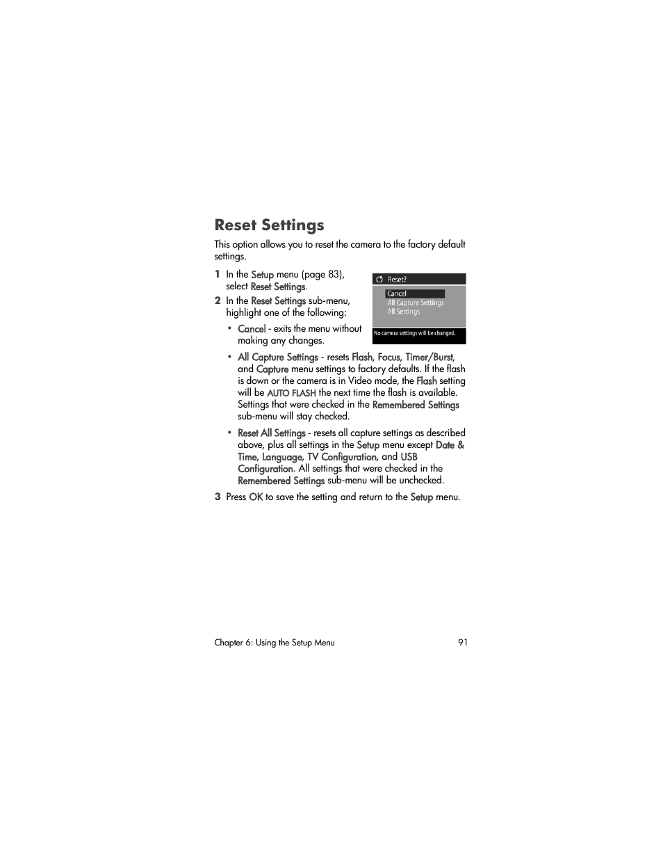 Reset settings | HP PhotoSmart 945 User Manual | Page 91 / 150
