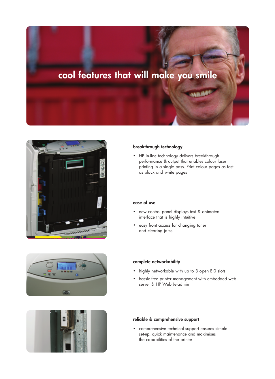 Hp the smart choice for your business, Cool features that will make you smile | HP 4600 Series User Manual | Page 3 / 12