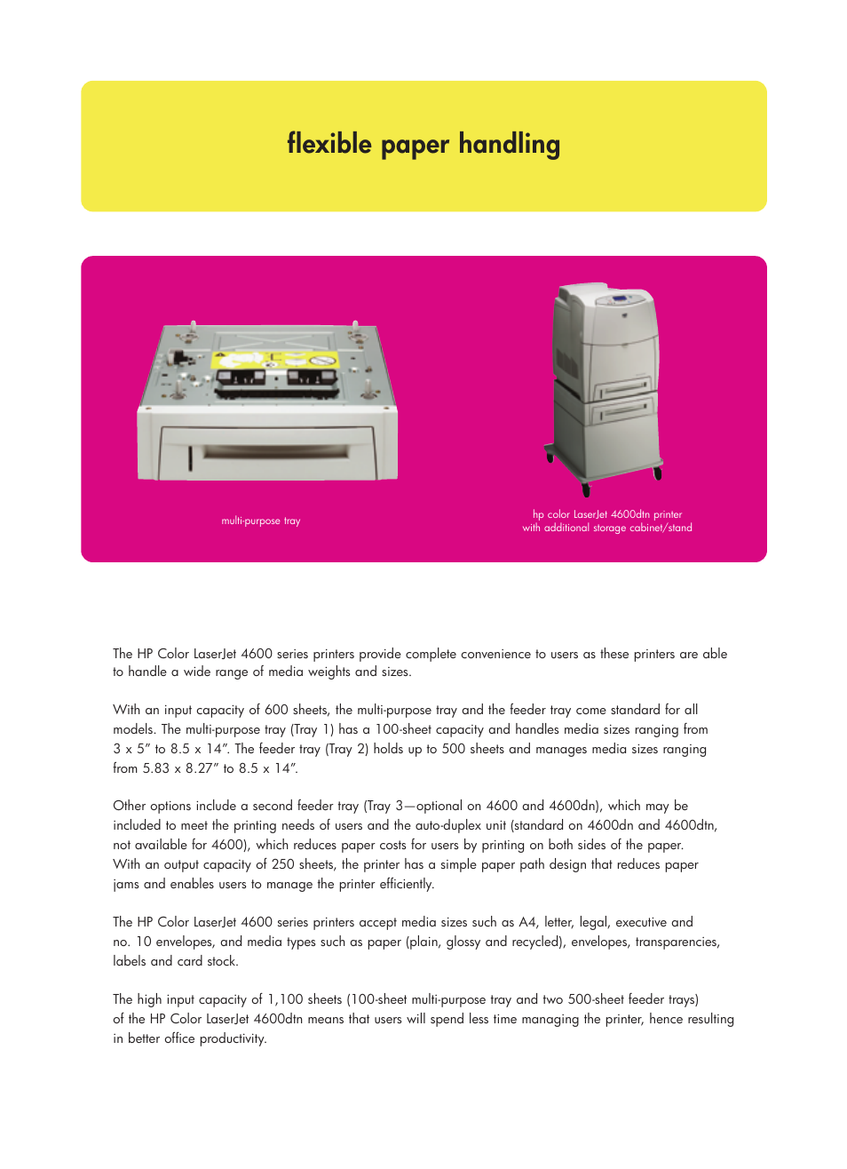 Flexible paper handling | HP 4600 Series User Manual | Page 7 / 12