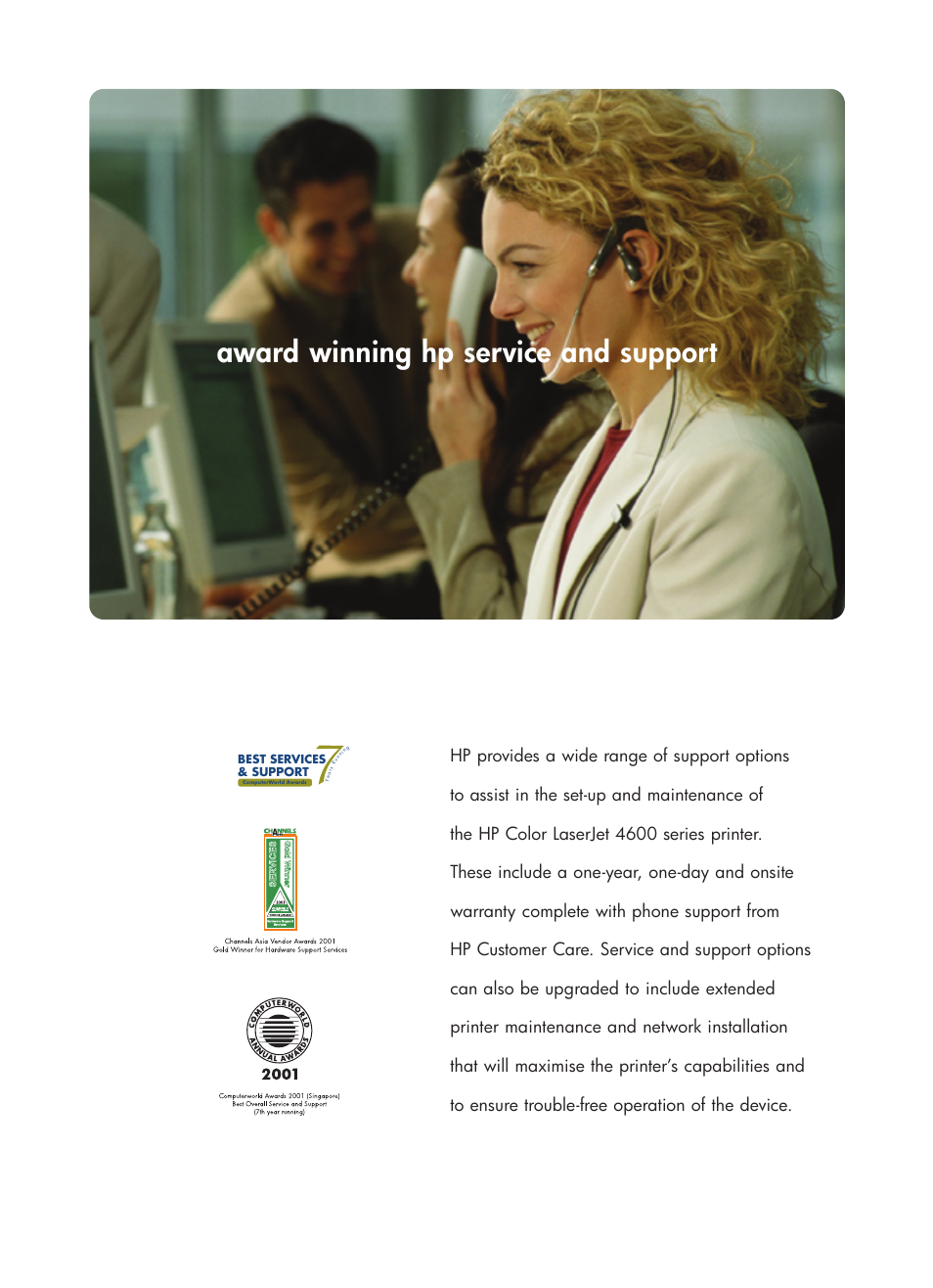 Award winning hp service and support | HP 4600 Series User Manual | Page 9 / 12