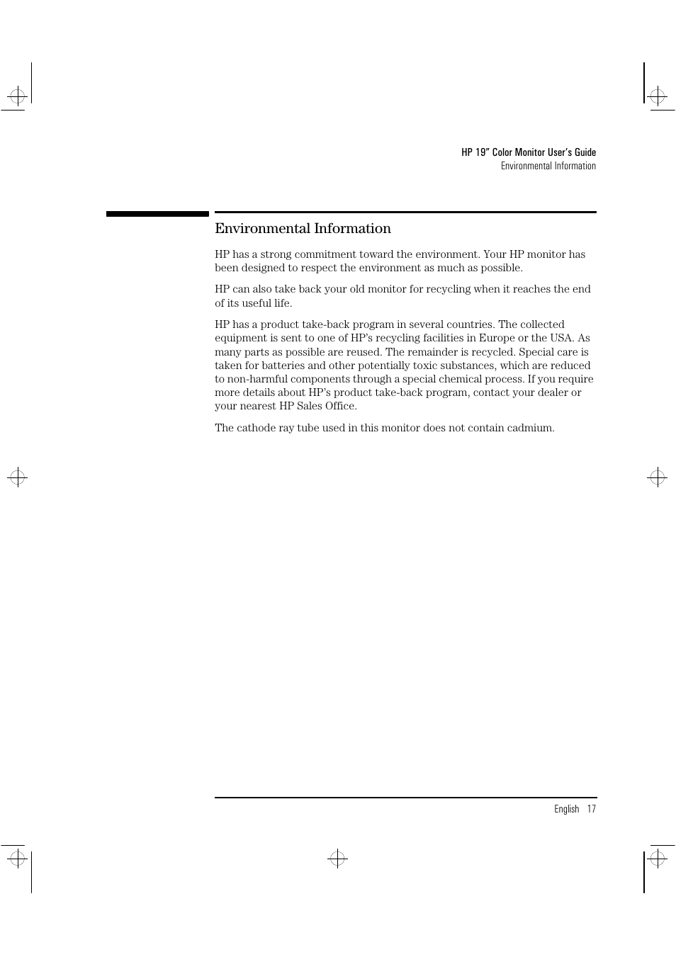 Environmental information | HP D2842W User Manual | Page 19 / 27