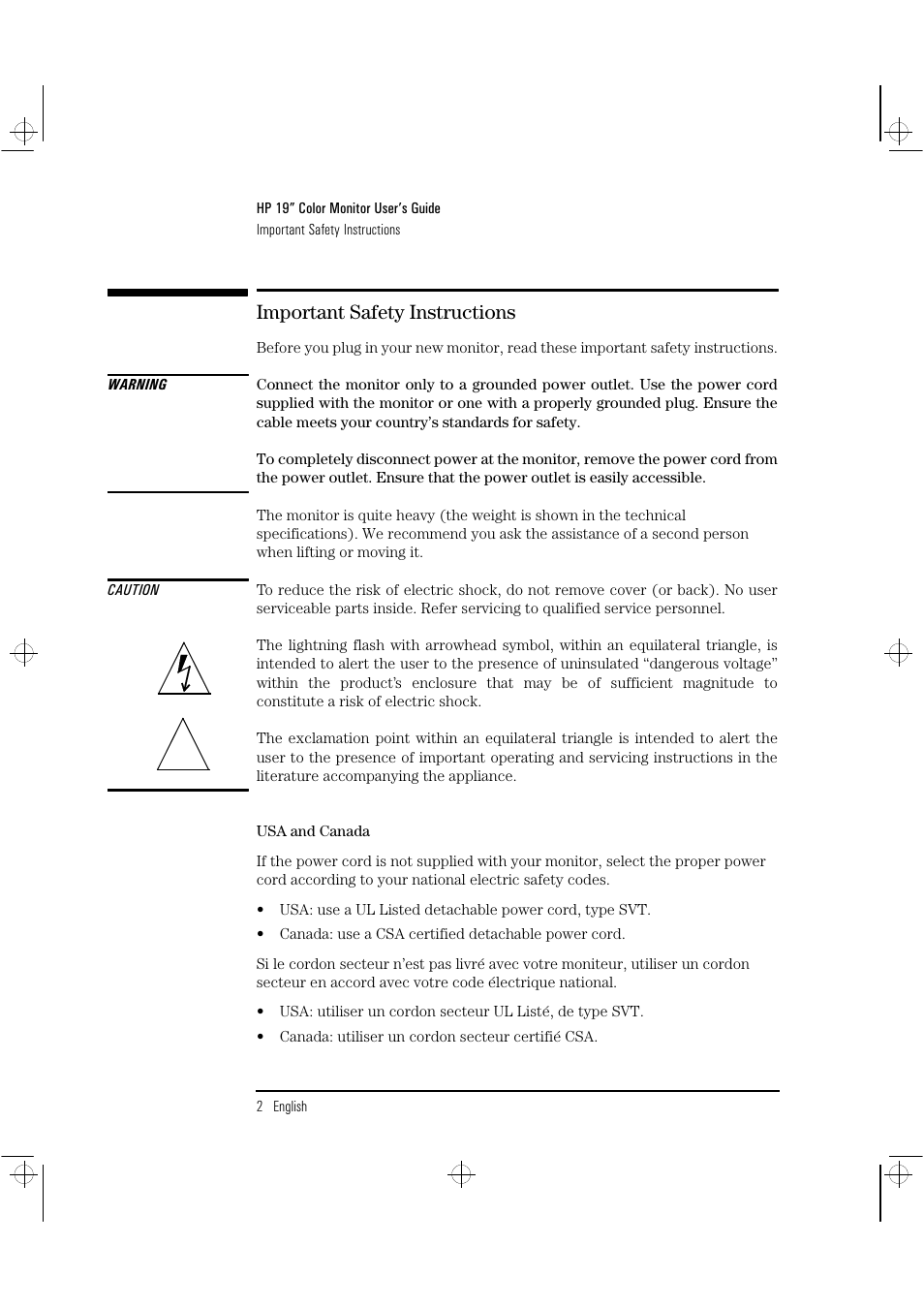 Important safety instructions | HP D2842W User Manual | Page 4 / 27