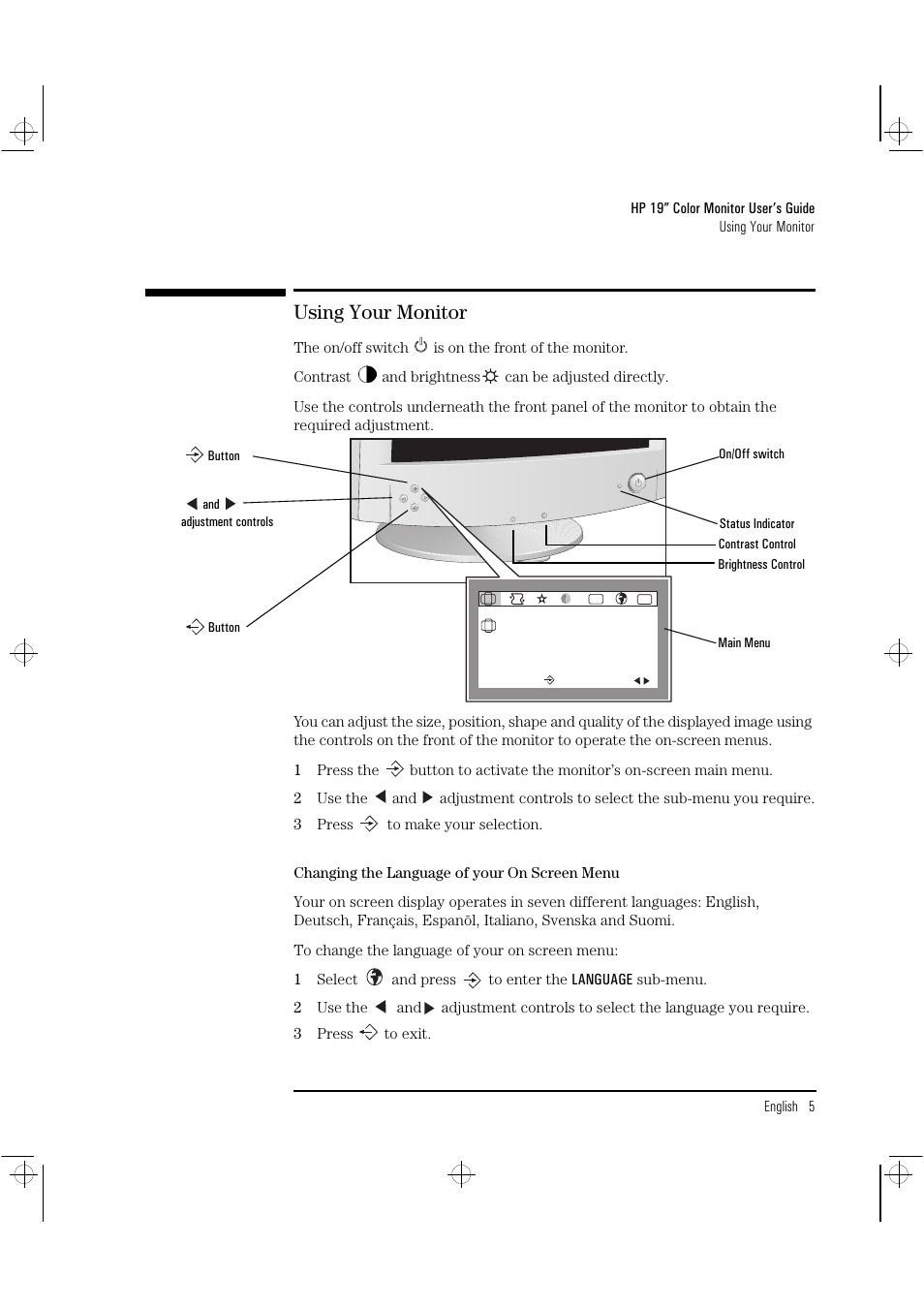 Using your monitor | HP D2842W User Manual | Page 7 / 27
