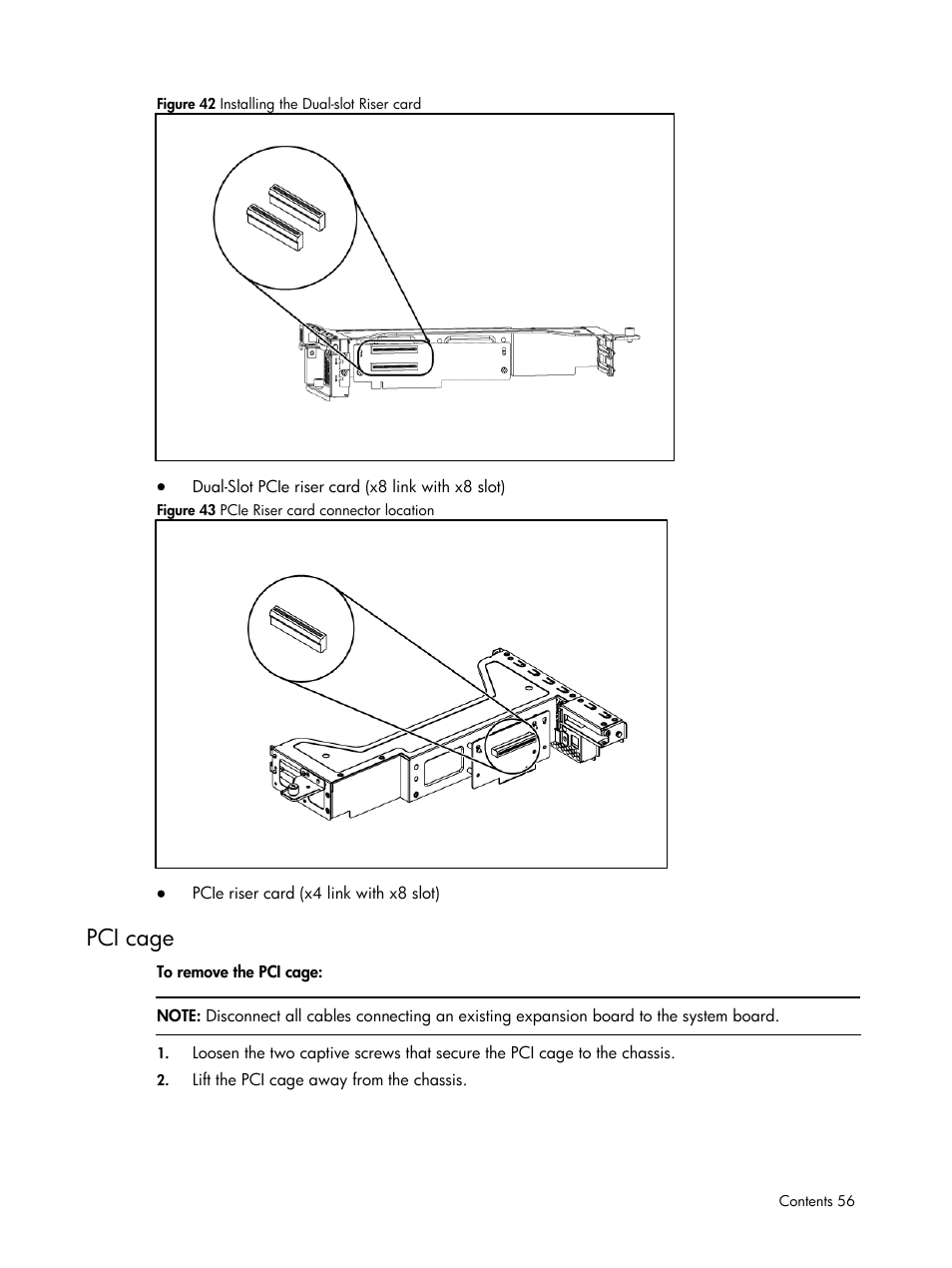 Pci cage | HP DL185 User Manual | Page 56 / 103