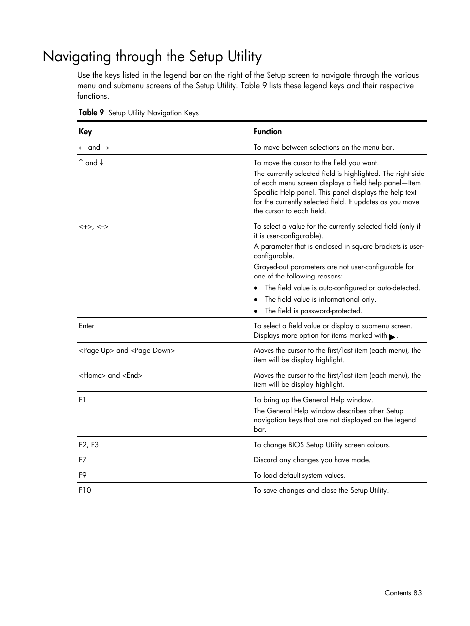 Navigating through the setup utility | HP DL185 User Manual | Page 83 / 103