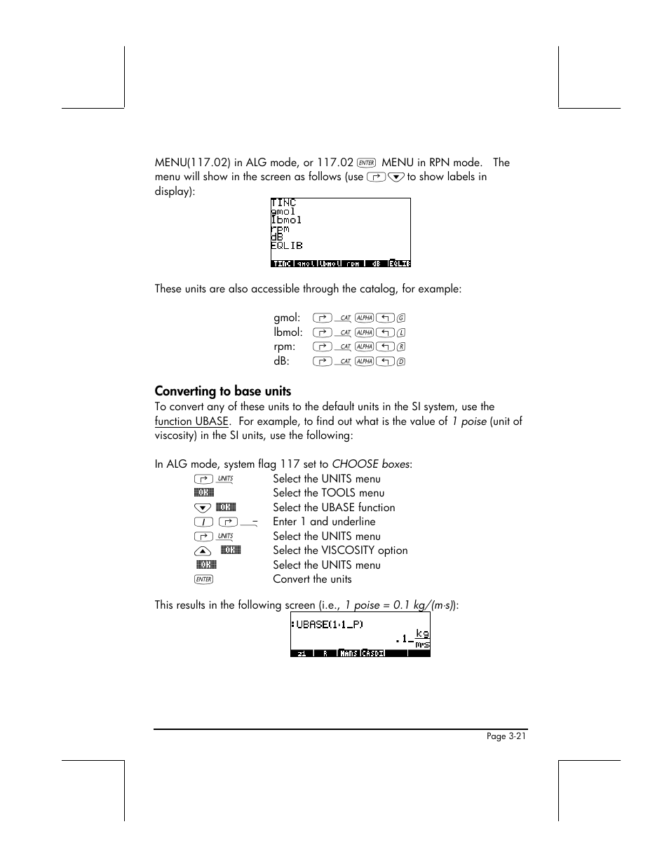 Converting to base units | HP 49g+ User Manual | Page 143 / 862