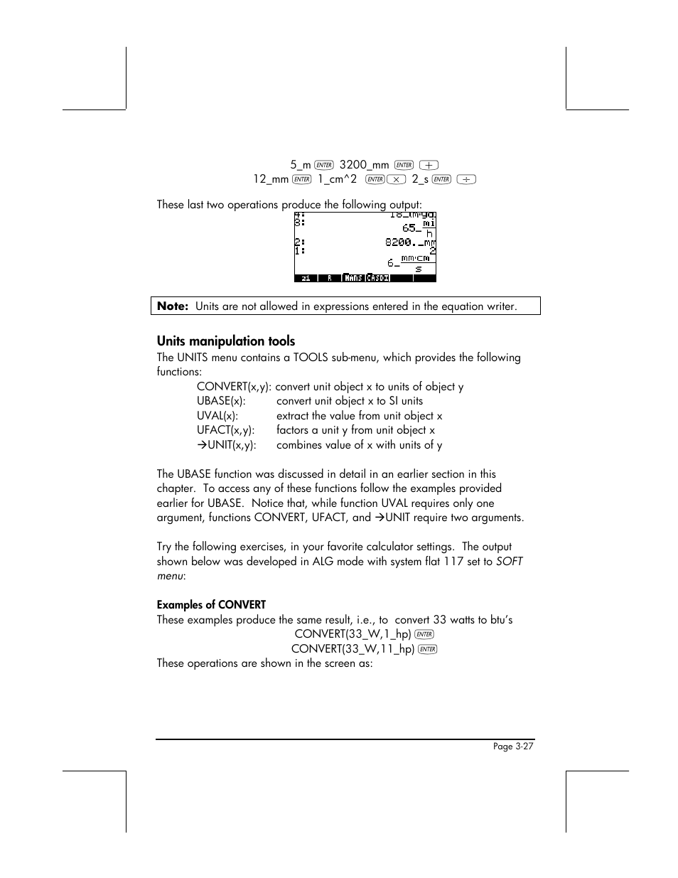 Units manipulation tools | HP 49g+ User Manual | Page 149 / 862