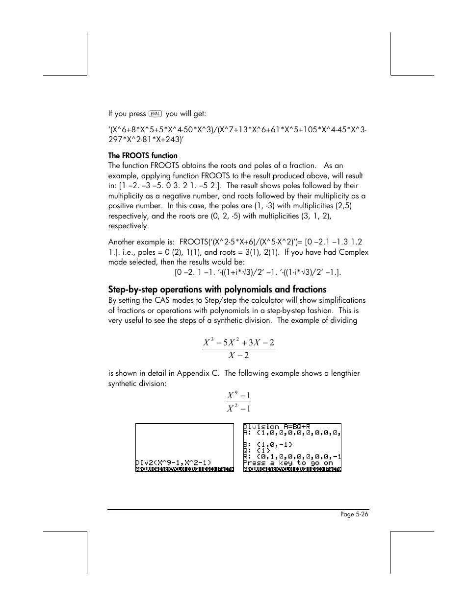 The froots function | HP 49g+ User Manual | Page 193 / 862