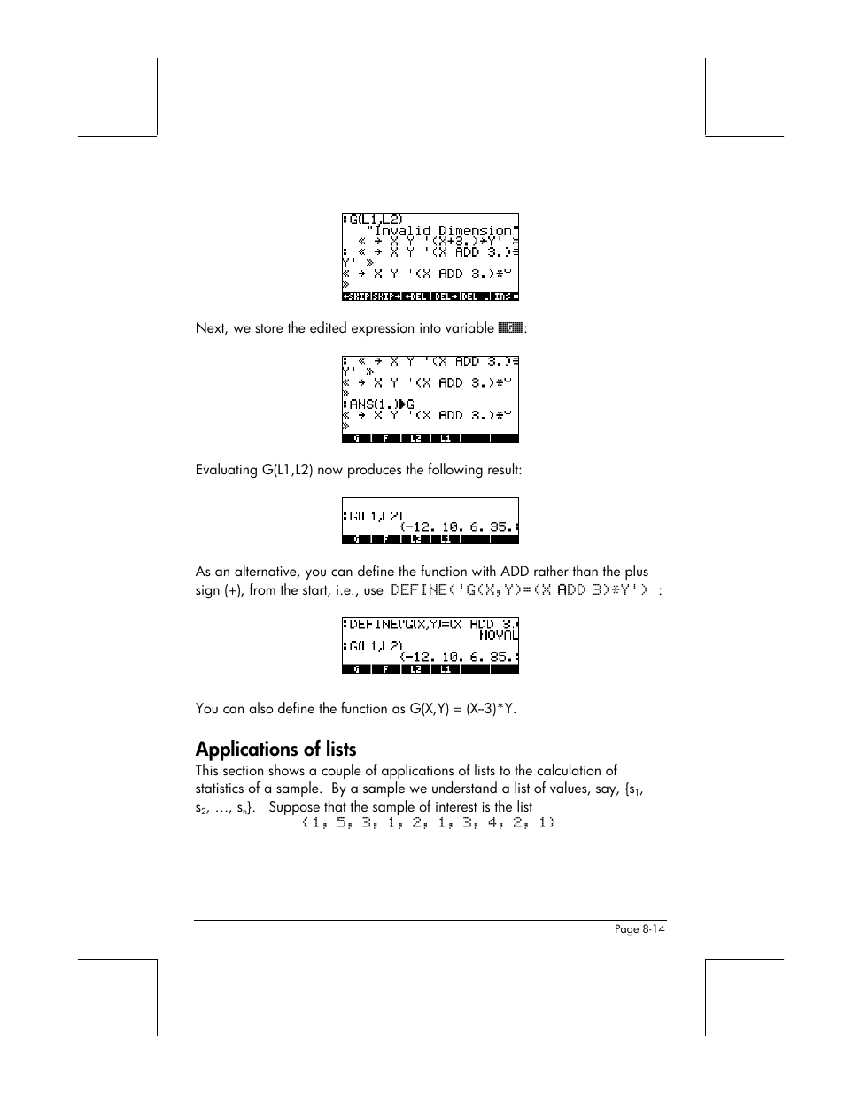 Applications of lists | HP 49g+ User Manual | Page 265 / 862